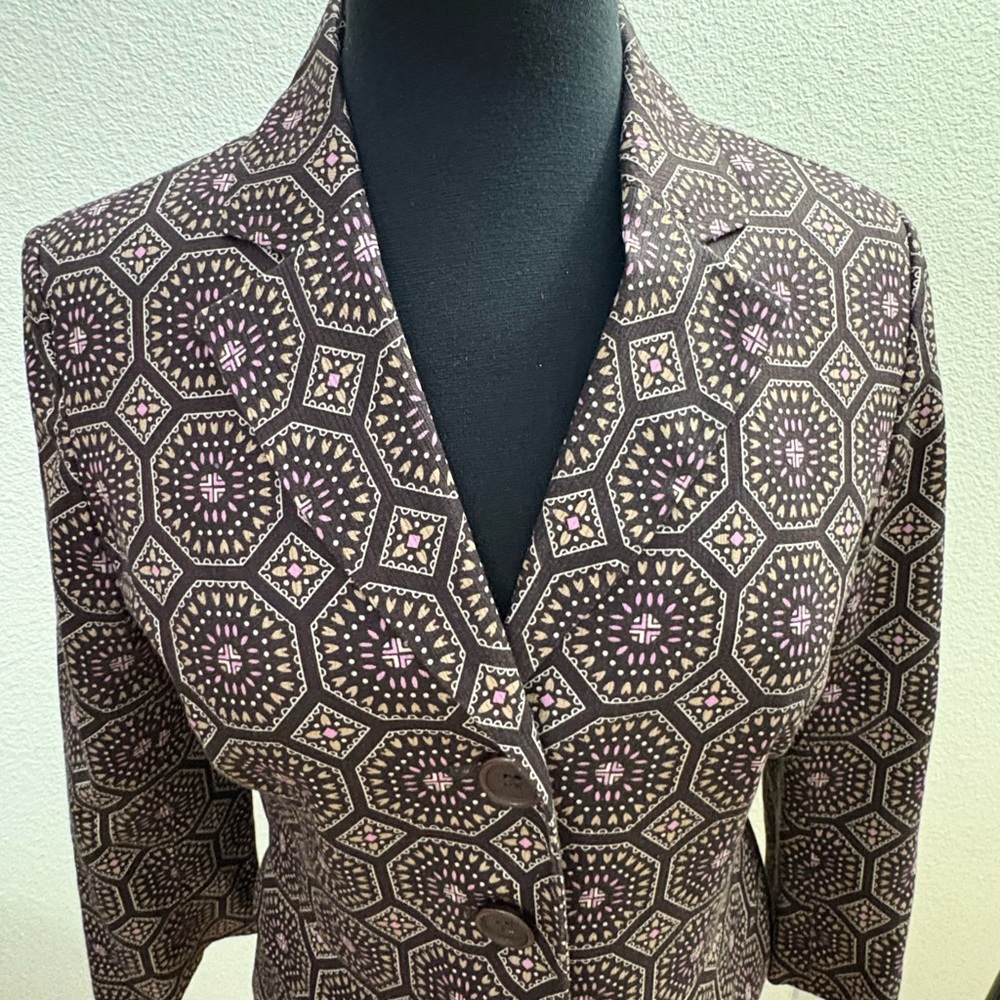 Loft Hexagonal Patterned Blazer In Black And Pink - image 3